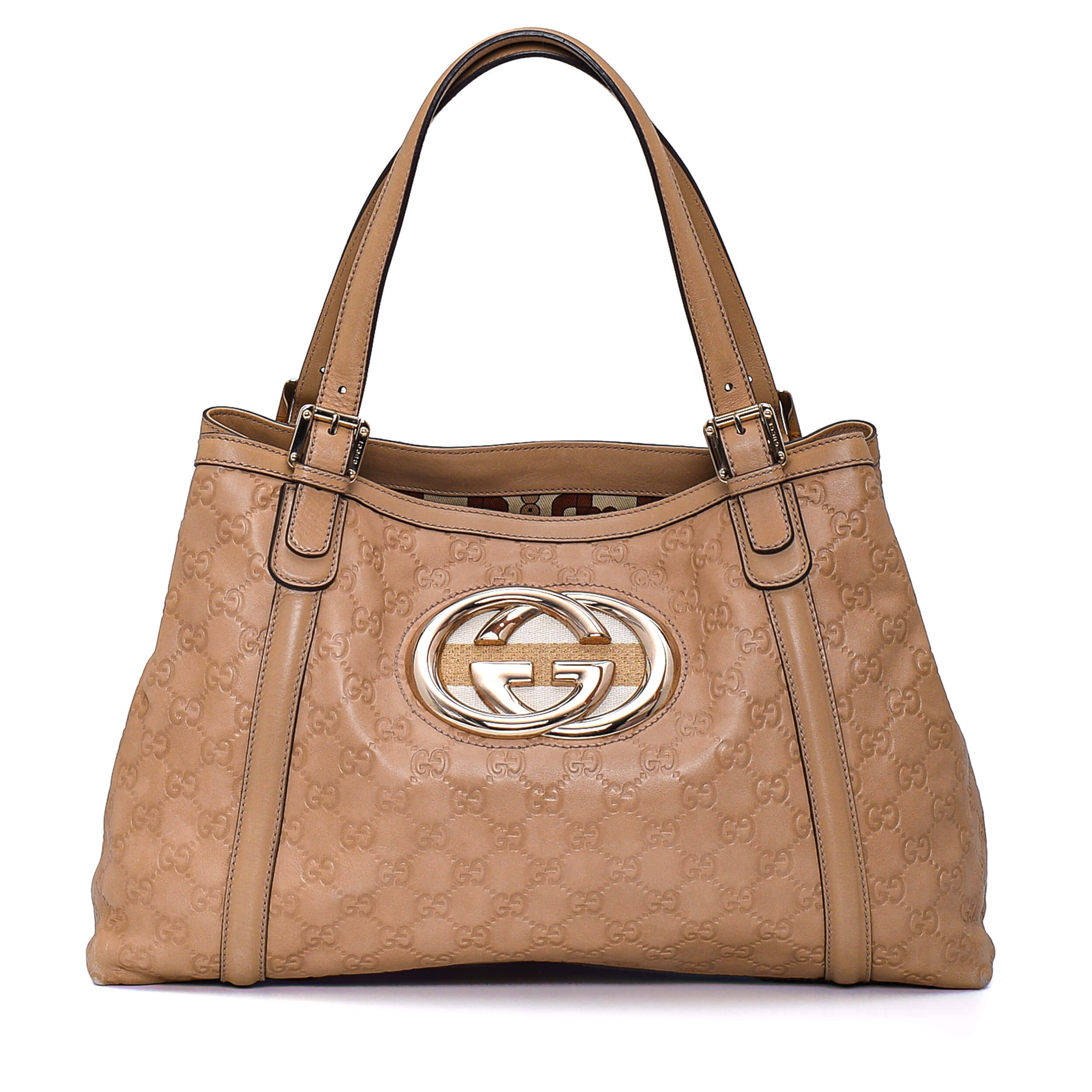 Gucci - Beige GG Supreme Leather  Vintage Tote Bag